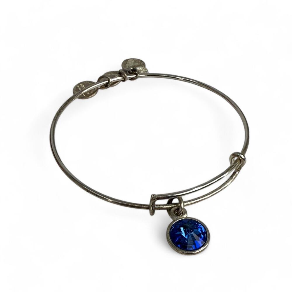 Alex and Ani Sapphire Blue Rhinestone Charm Bangle Bracelet September Birthstone